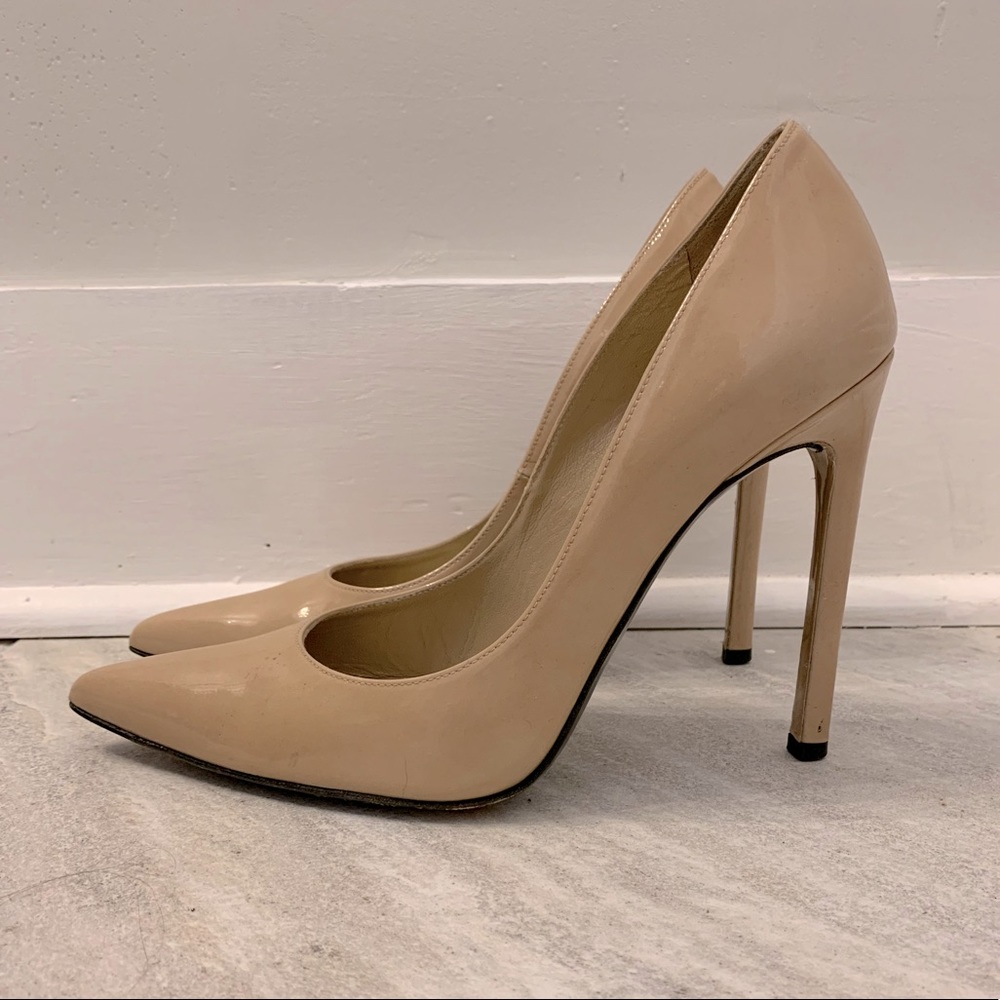Stuart Weitzman Tan Patent Leather Stiletto